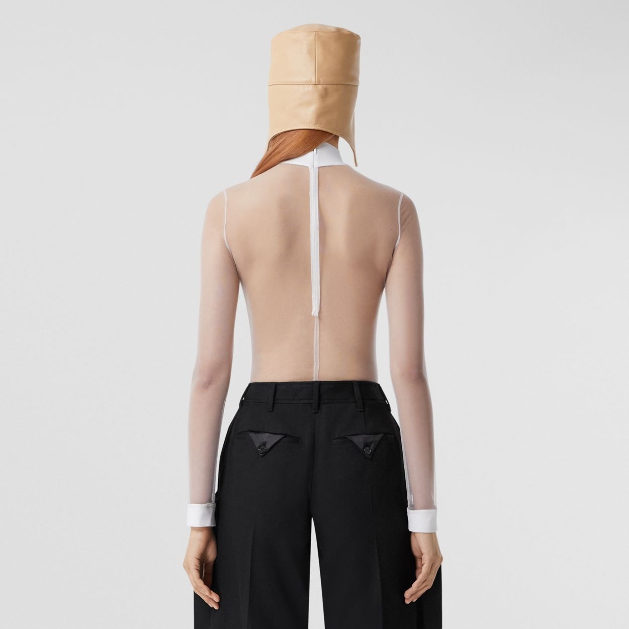 Stretch Tulle Turtleneck Bodysuit - 3