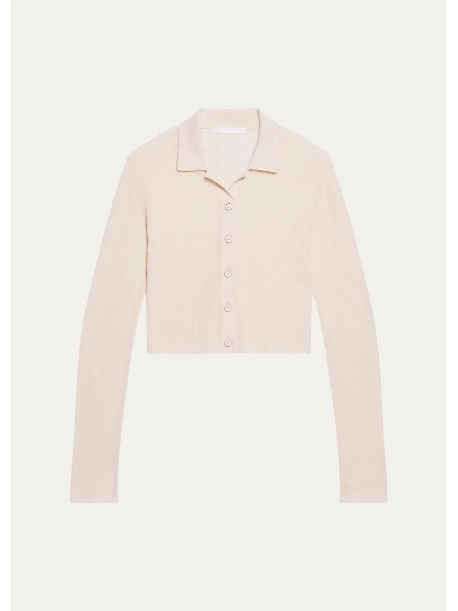 Raw Edge Linen-Blend Knit Cardigan - 1