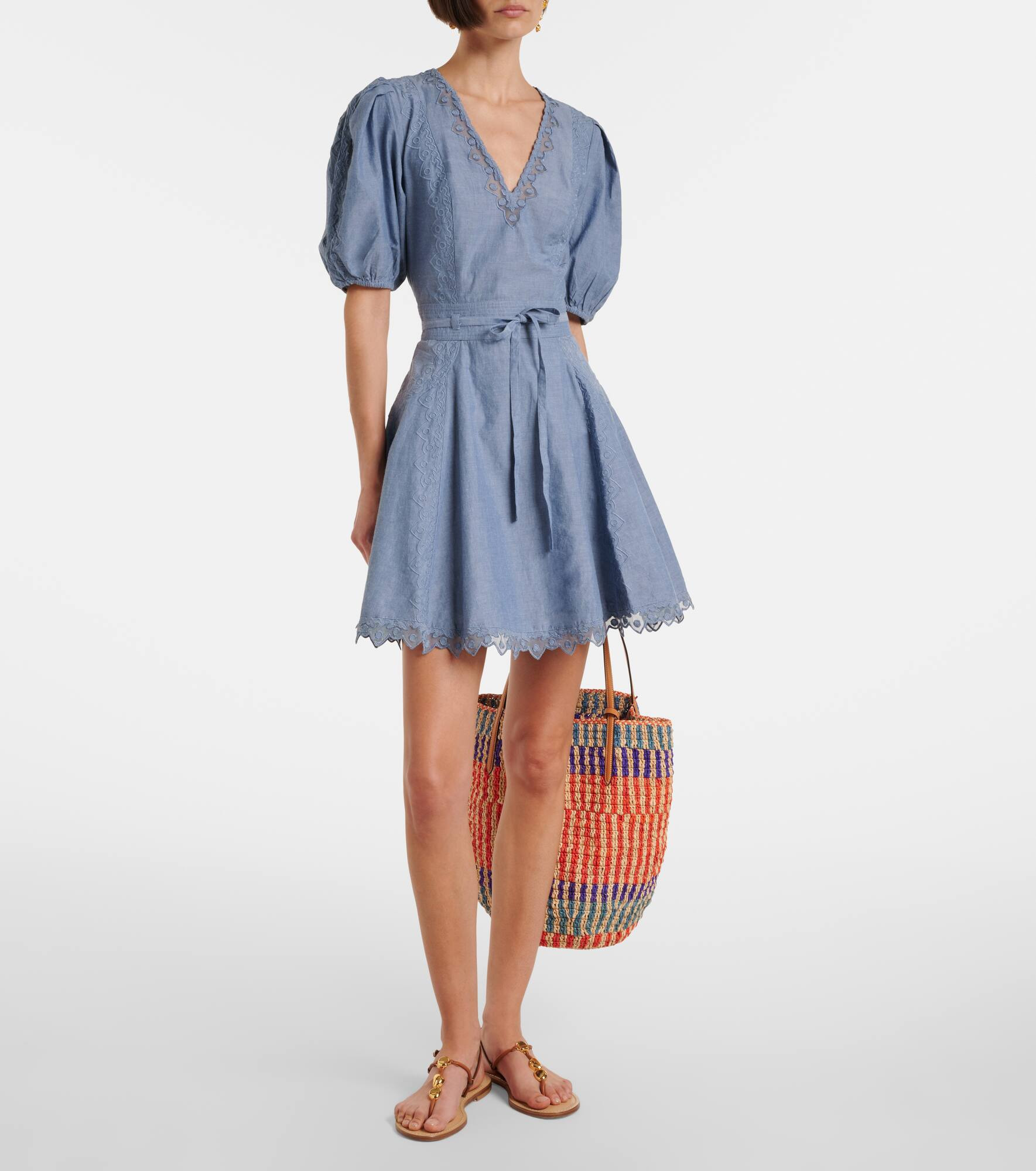 Camila lace-trimmed cotton minidress - 2