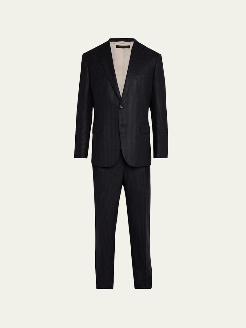 Men's Brun Pinstripe Escorial Wool Suit 1