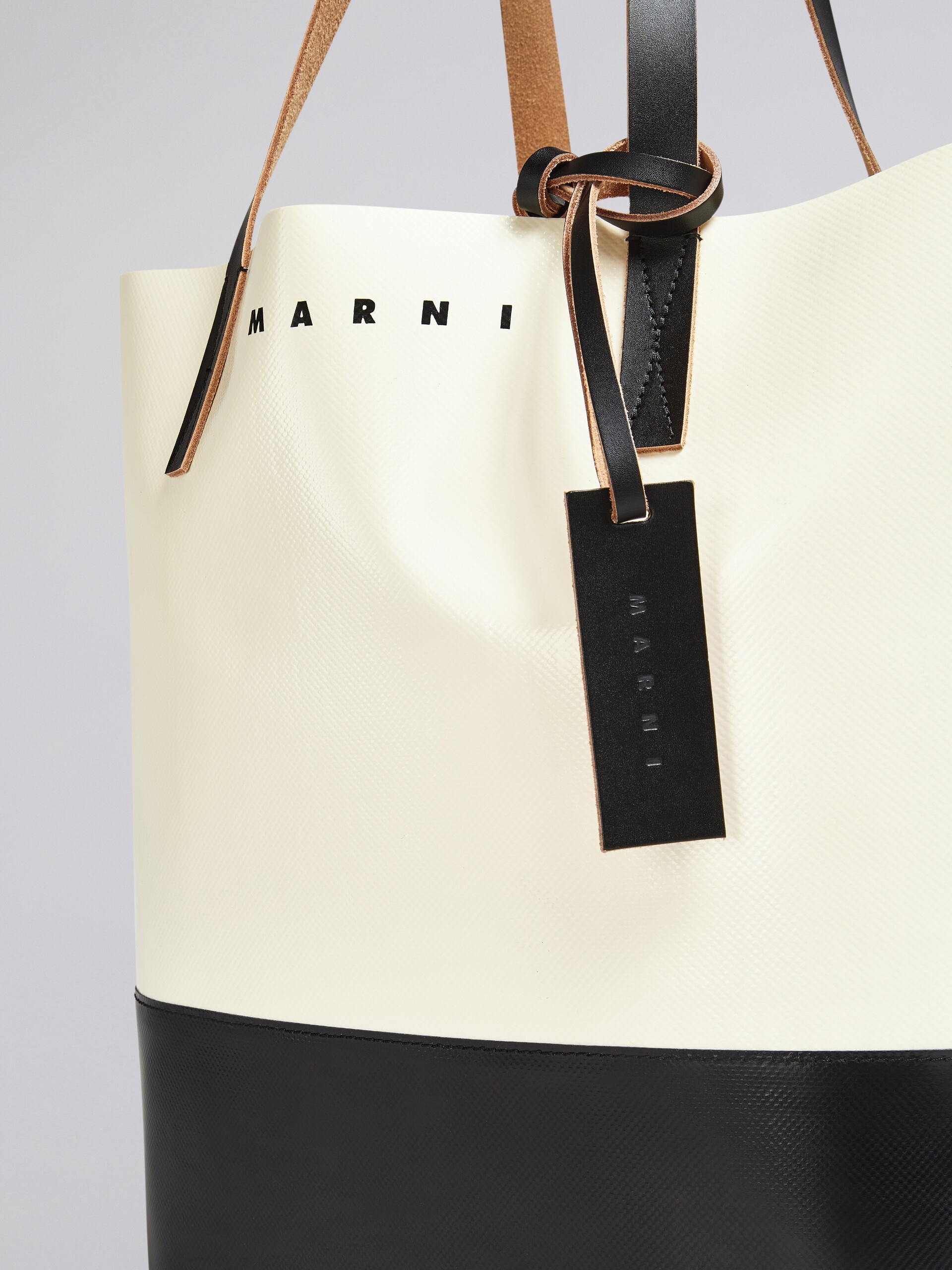 WHITE AND BLACK TRIBECA SHOPPING BAG - 5