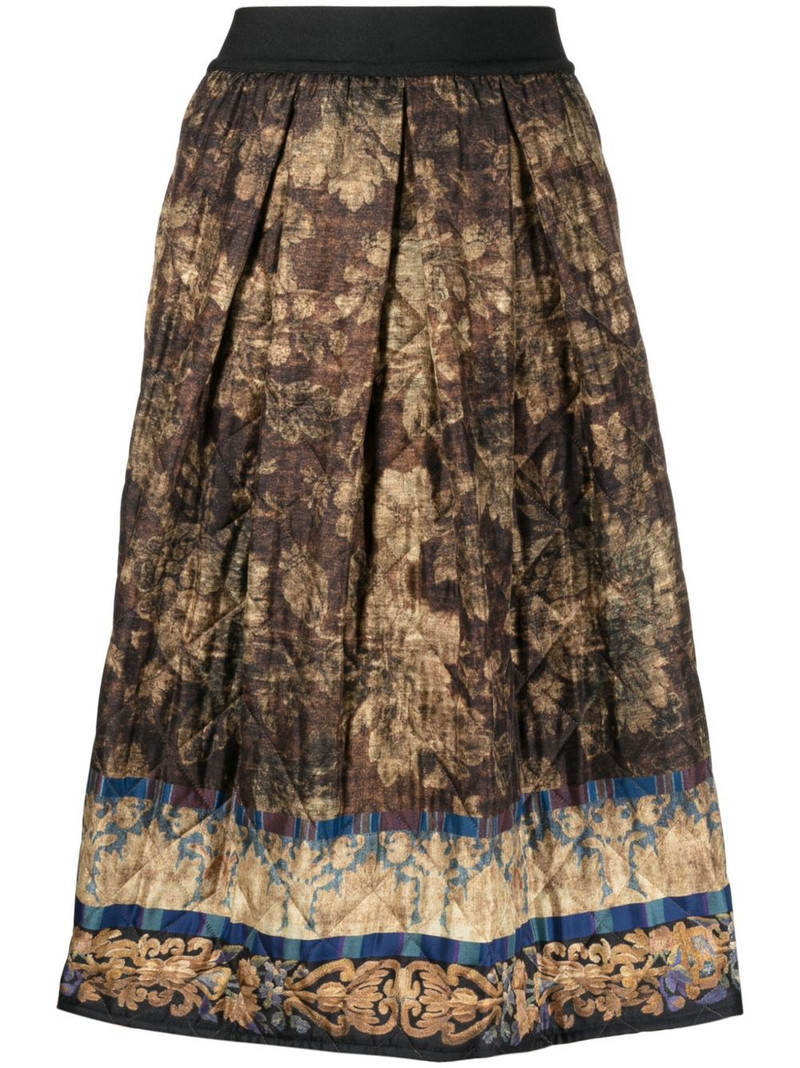 mix-print pleated midi skirt 1