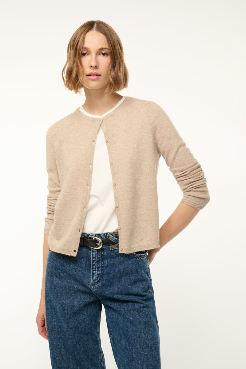 STAUD STAUD MIDNIGHT CASHMERE CARDIGAN STONE outlook