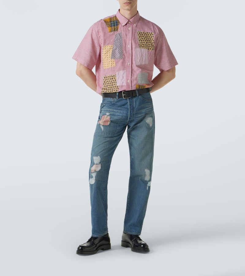 Junya Watanabe MAN Patchwork linen and cotton bowling shirt outlook
