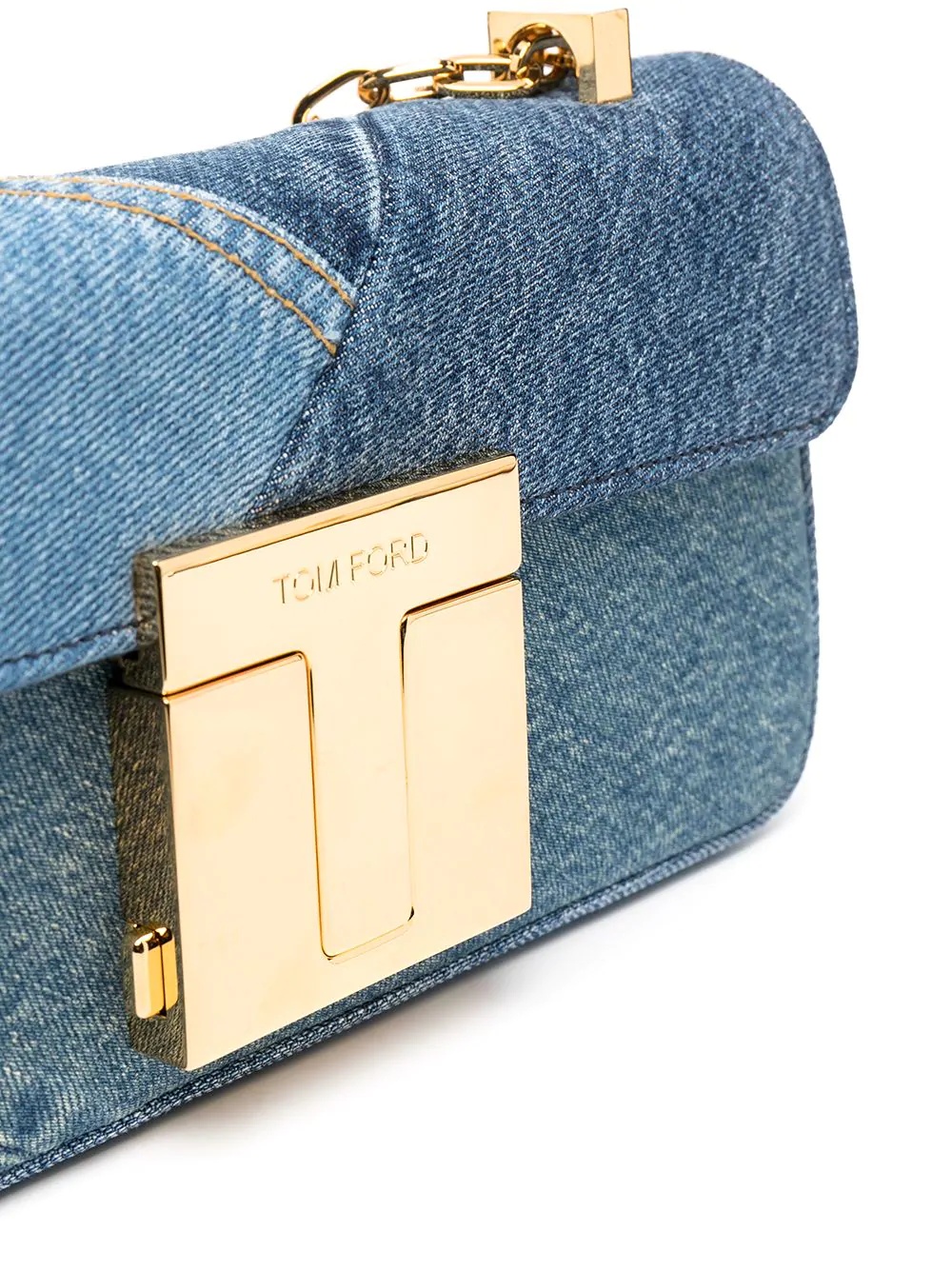 medium 001 denim-patchwork shoulder bag - 4