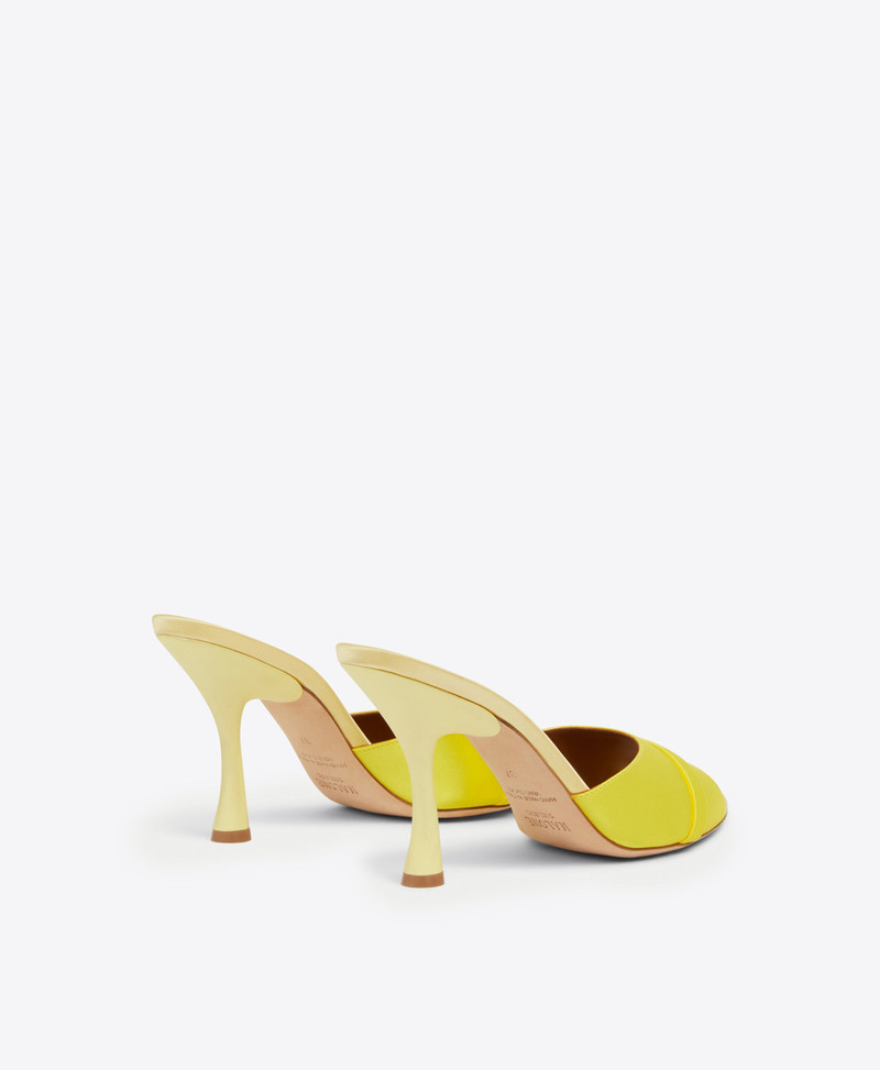 Julia 90 - Yellow Satin Heeled Mules 4