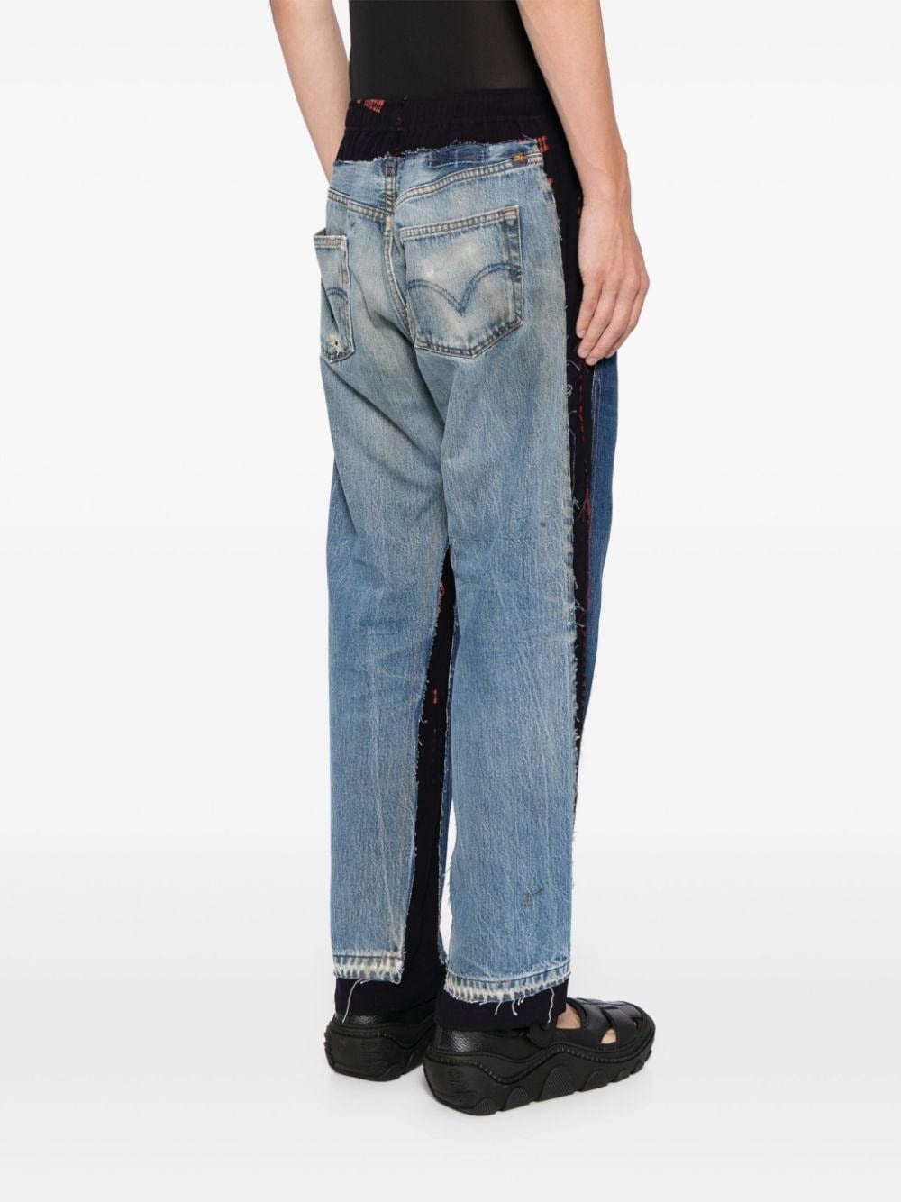 contrast-panel straight-leg jeans - 4