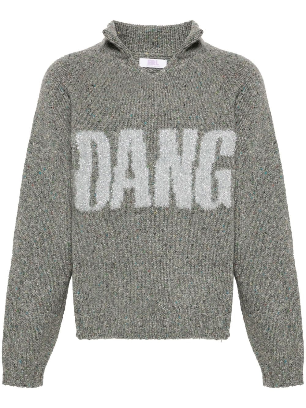 split-neck speckle-knit jumper - 2