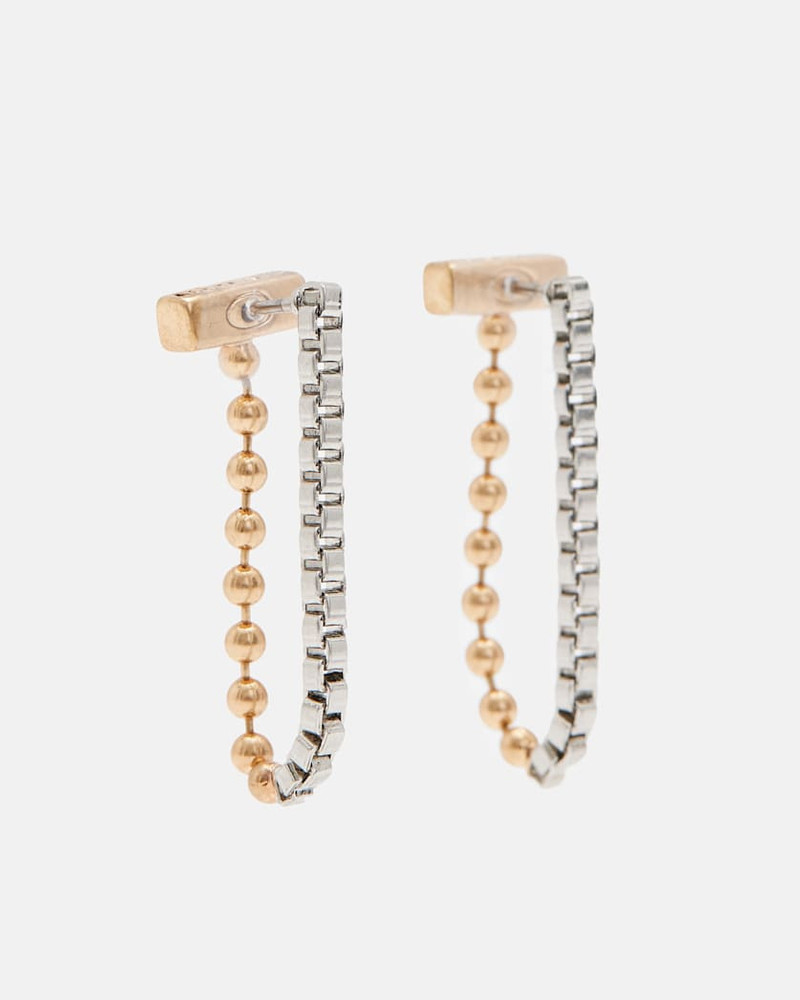 BOX CHAIN TWO TONE BALL EARRINGS 1