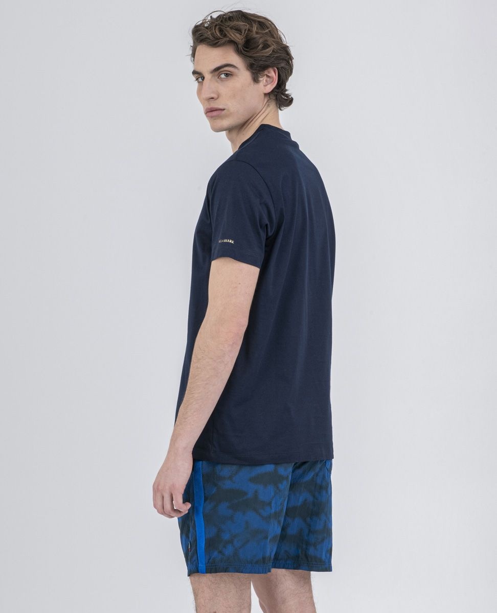 Organic Cotton T-Shirt With Gold Placquered Metallic Shark - 4