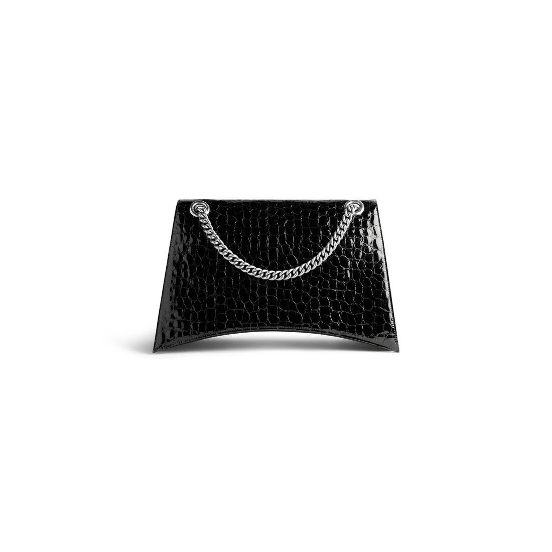 Women's Crush Large Chain Bag Crocodile Embossed in Black - 7