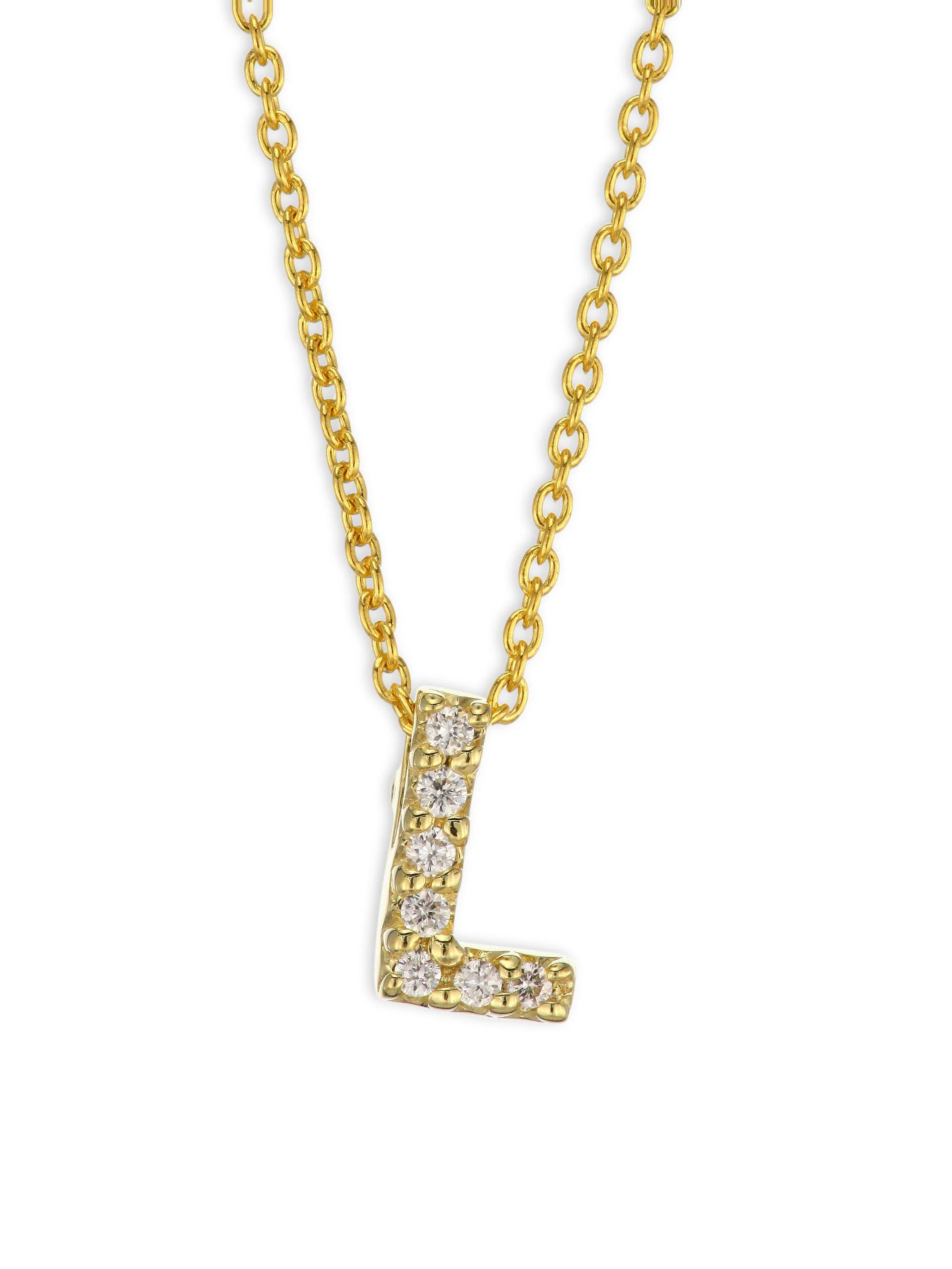 Women's Tiny Treasures Diamond & 18K Yellow Gold Initial Necklace - Initial L - 1