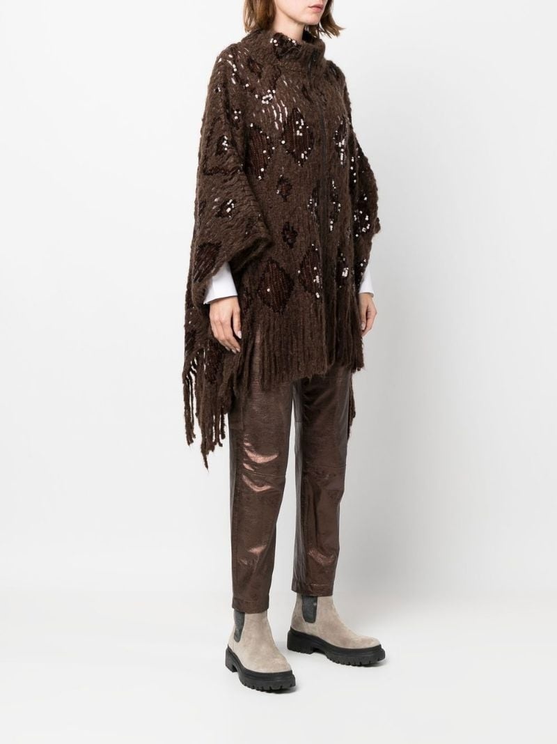 sequin-embellished fringed cardigan - 3