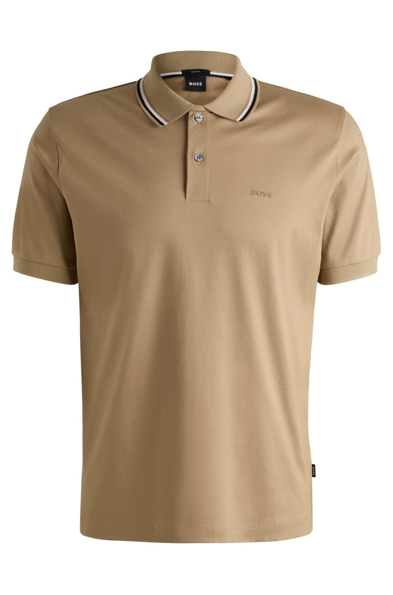 SLIM-FIT POLO SHIRT IN COTTON WITH STRIPED COLLAR - 1