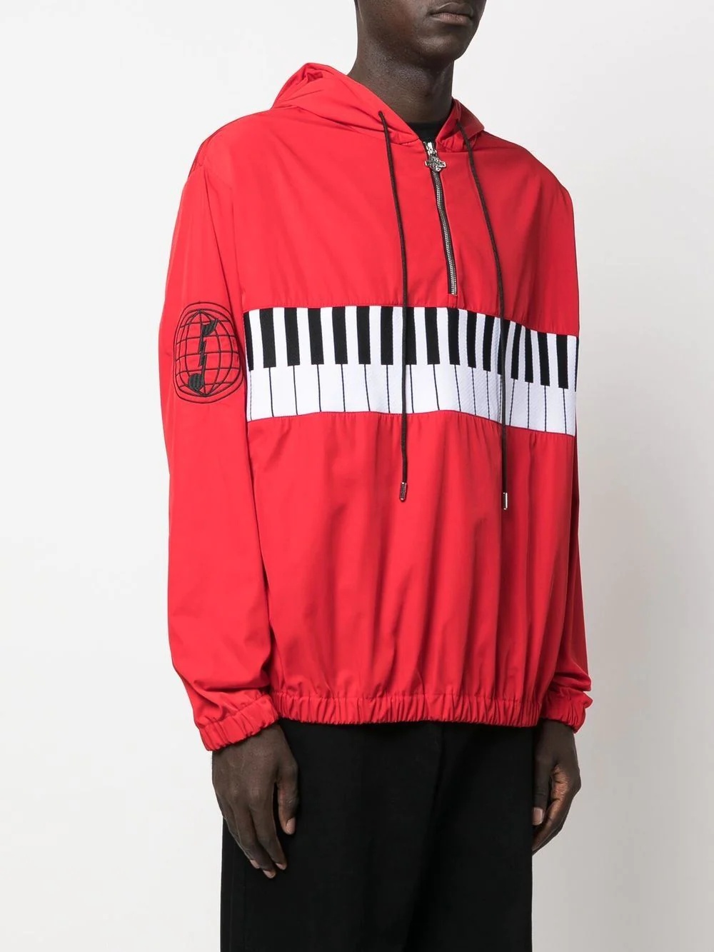 piano-print half-zip jacket - 3