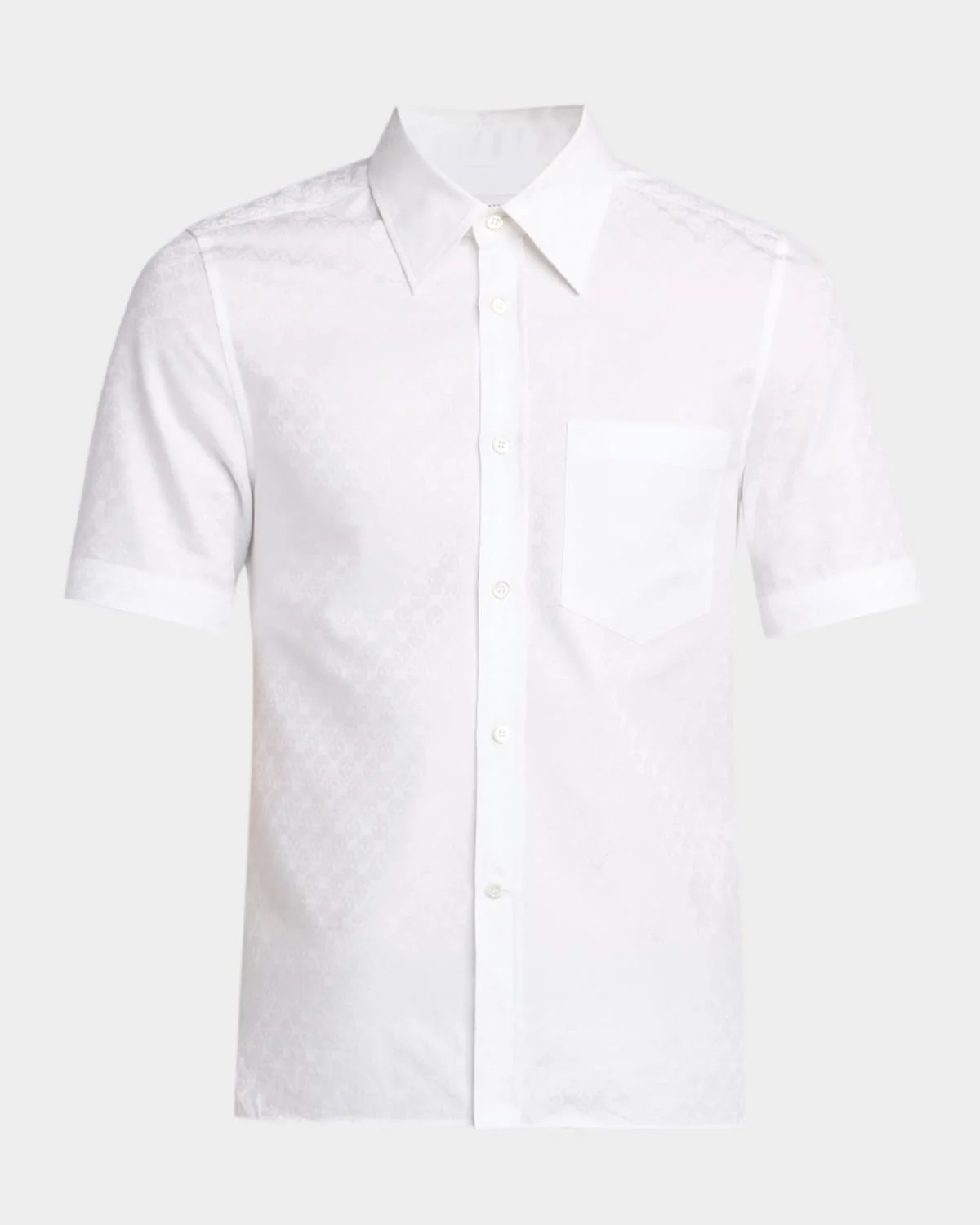 Men's Cotton Skull Jacquard Short-Sleeve Shirt - 1