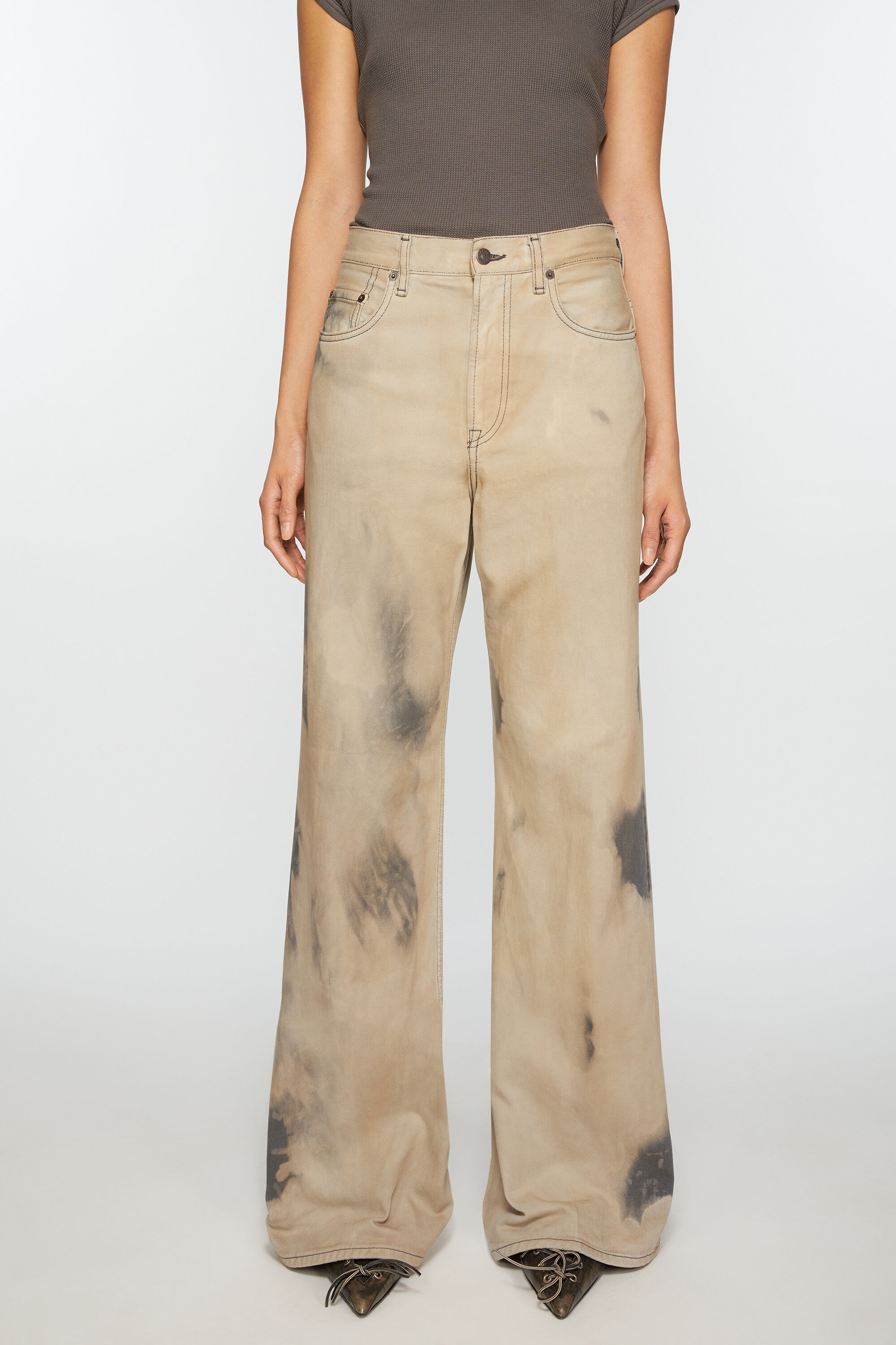 Relaxed fit jeans - 2022F - Beige/black - 2