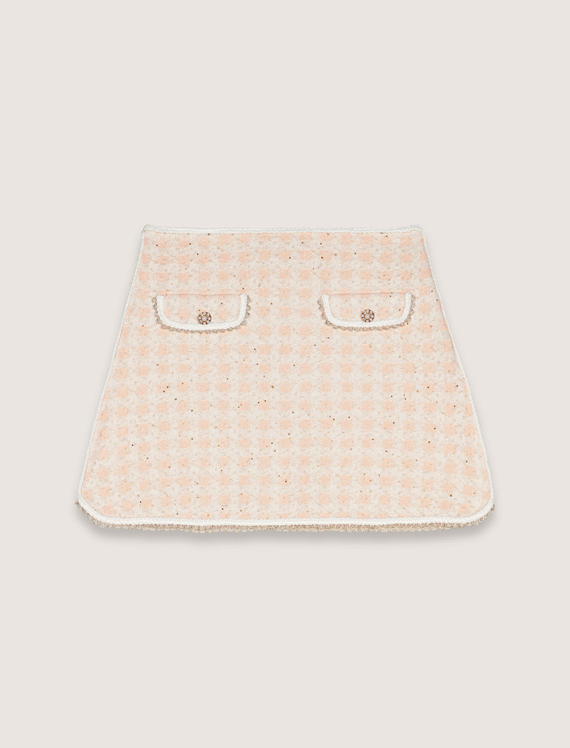 Short tweed-effect knit skirt 1