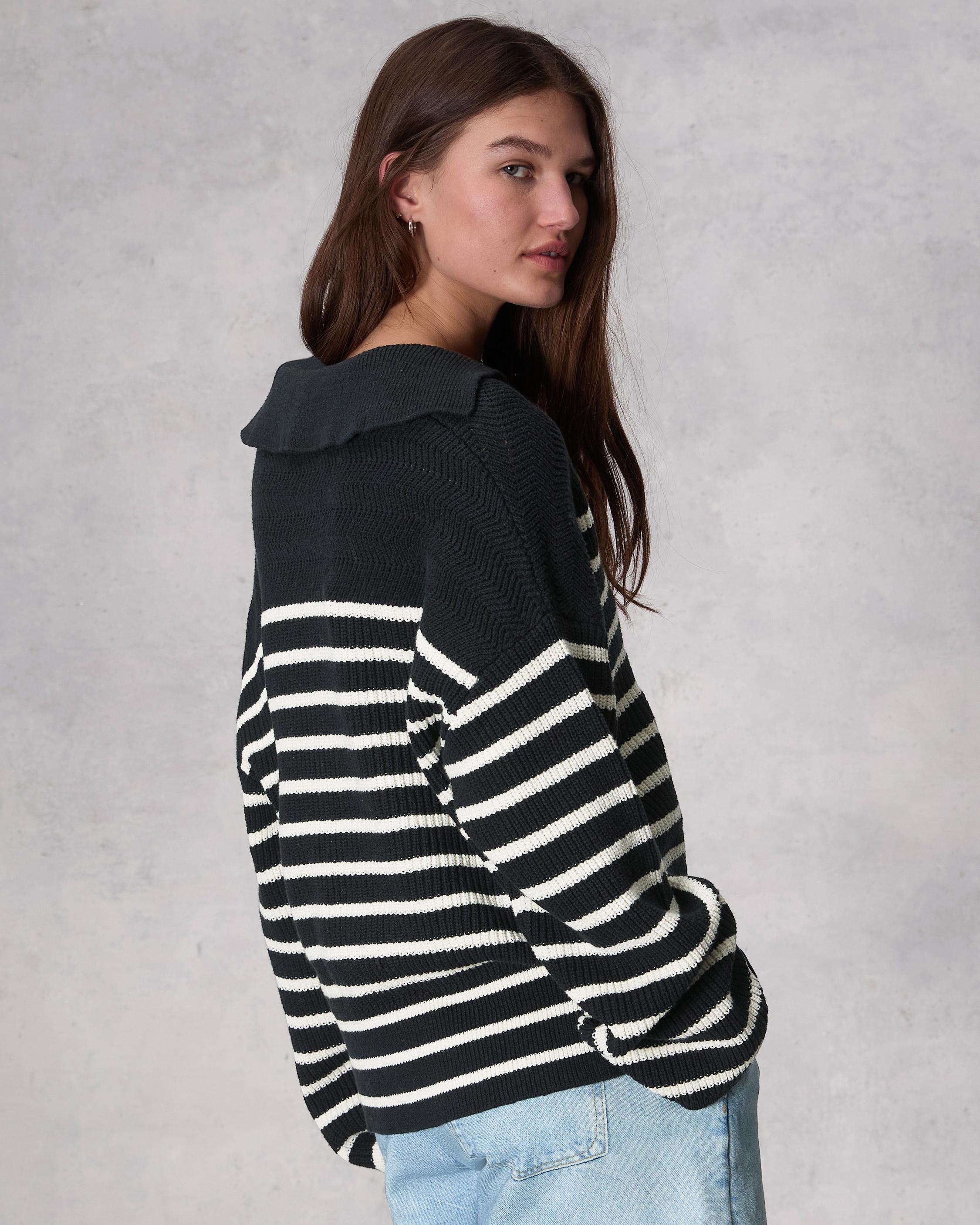 Jen Striped Cotton Polo Sweater
Oversized Fit - 5