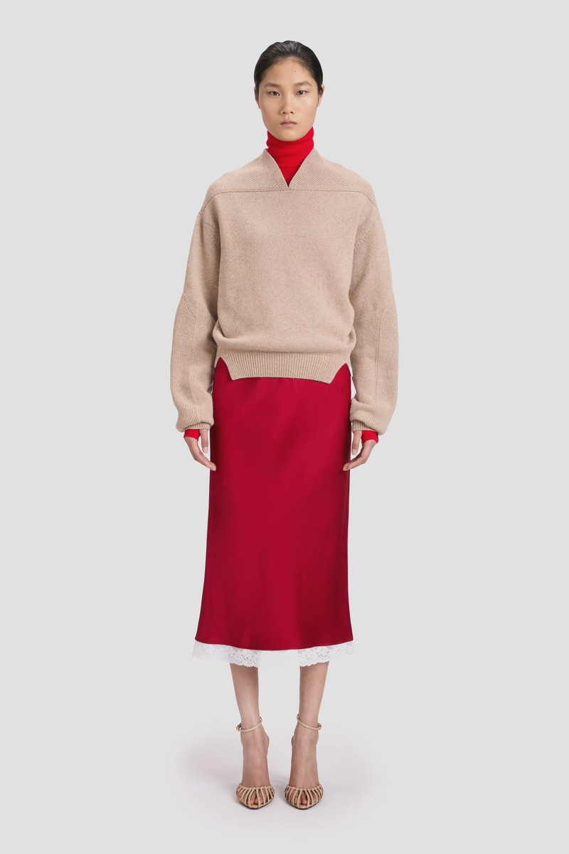 Victoria Beckham Lace Trim Slip Skirt In Rose outlook