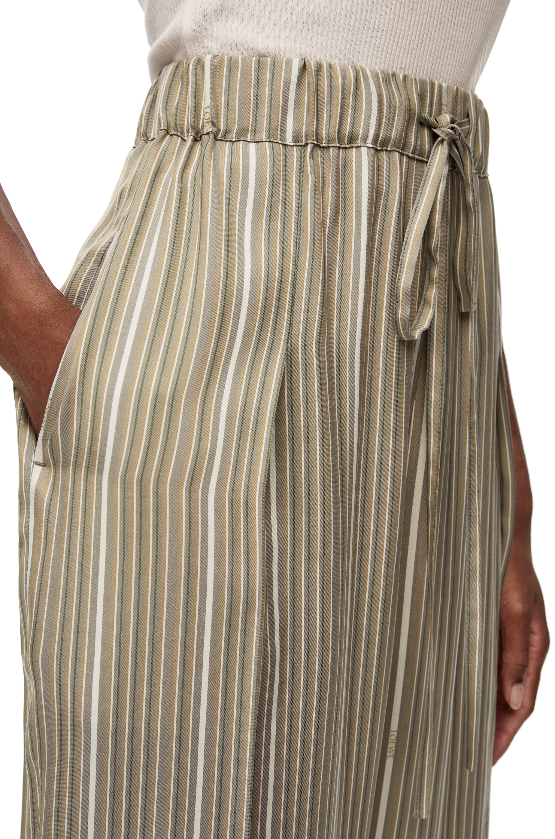 Stripe balloon trousers in silk - 5