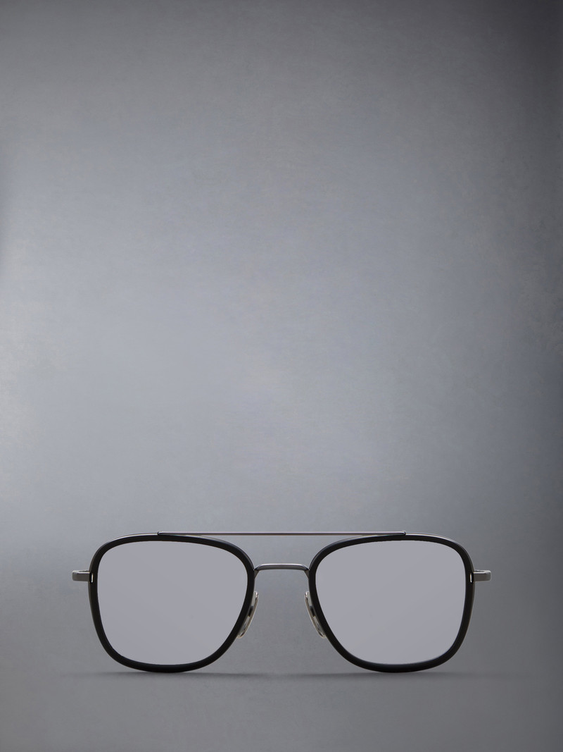 Acetate And Titanium Rectangular Aviator Sunglasses 1