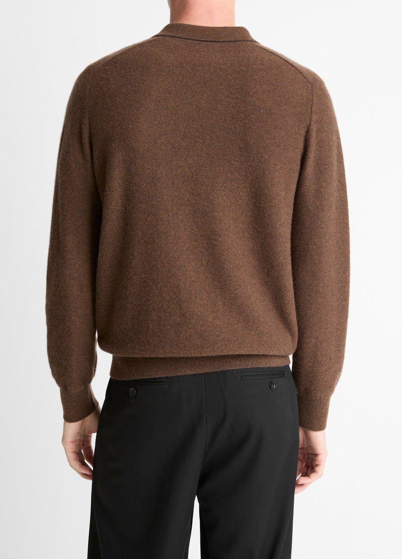 Vince Feed Stripe Plush Cashmere Johnny-Collar Sweater outlook