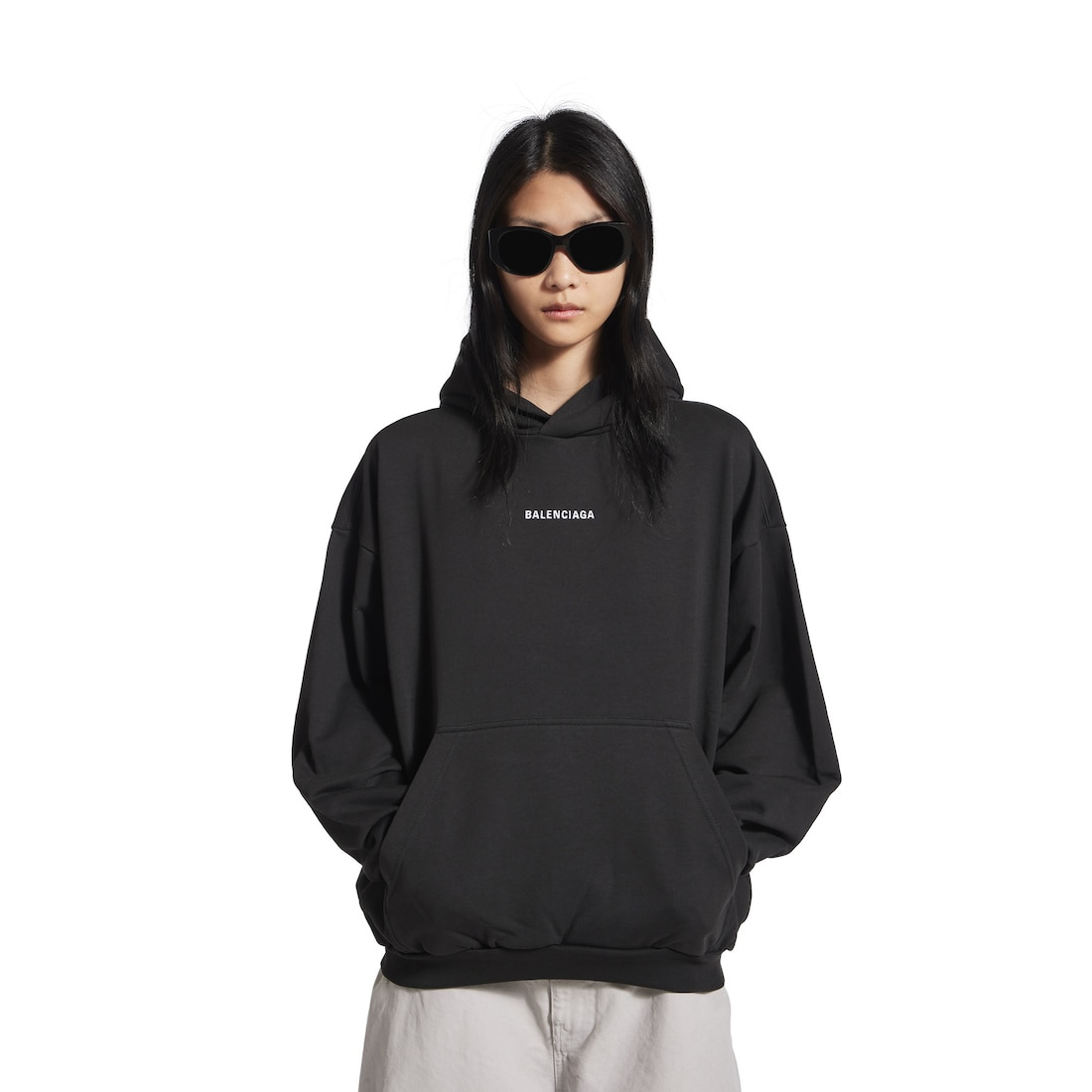 New Balenciaga Back Hoodie Medium Fit in Black - 6