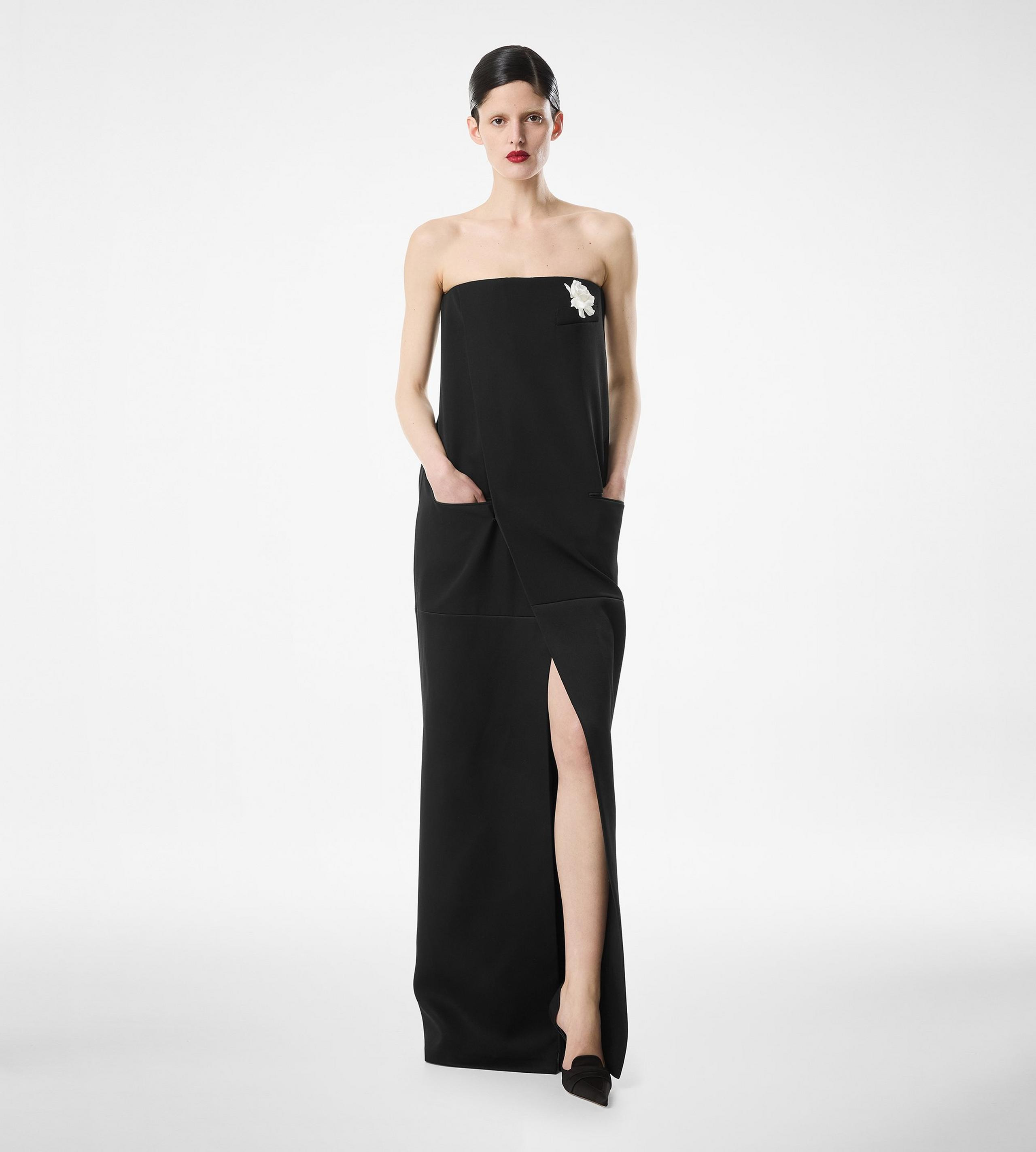 SHARP WOOL STRAPLESS EVENING DRESS - 3