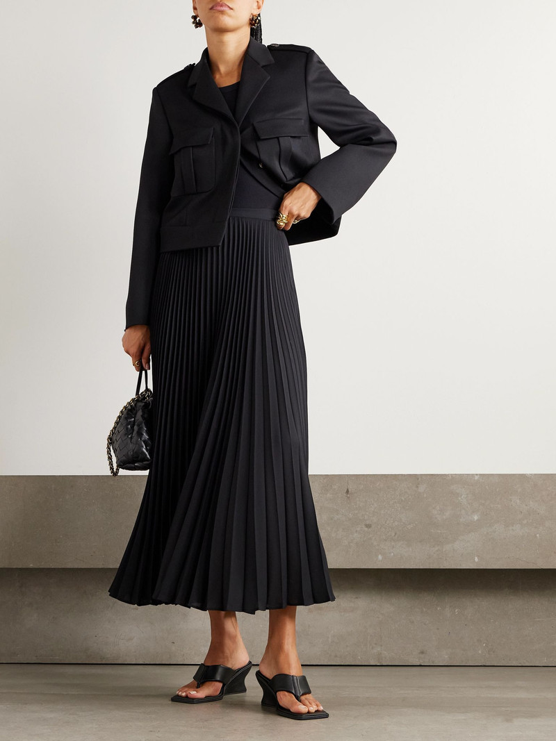 WARDROBE.NYC Pleated crepe midi skirt Black outlook