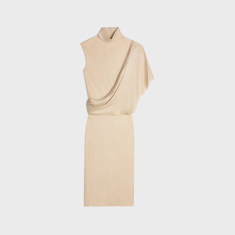 draped dress in shiny viscose 1