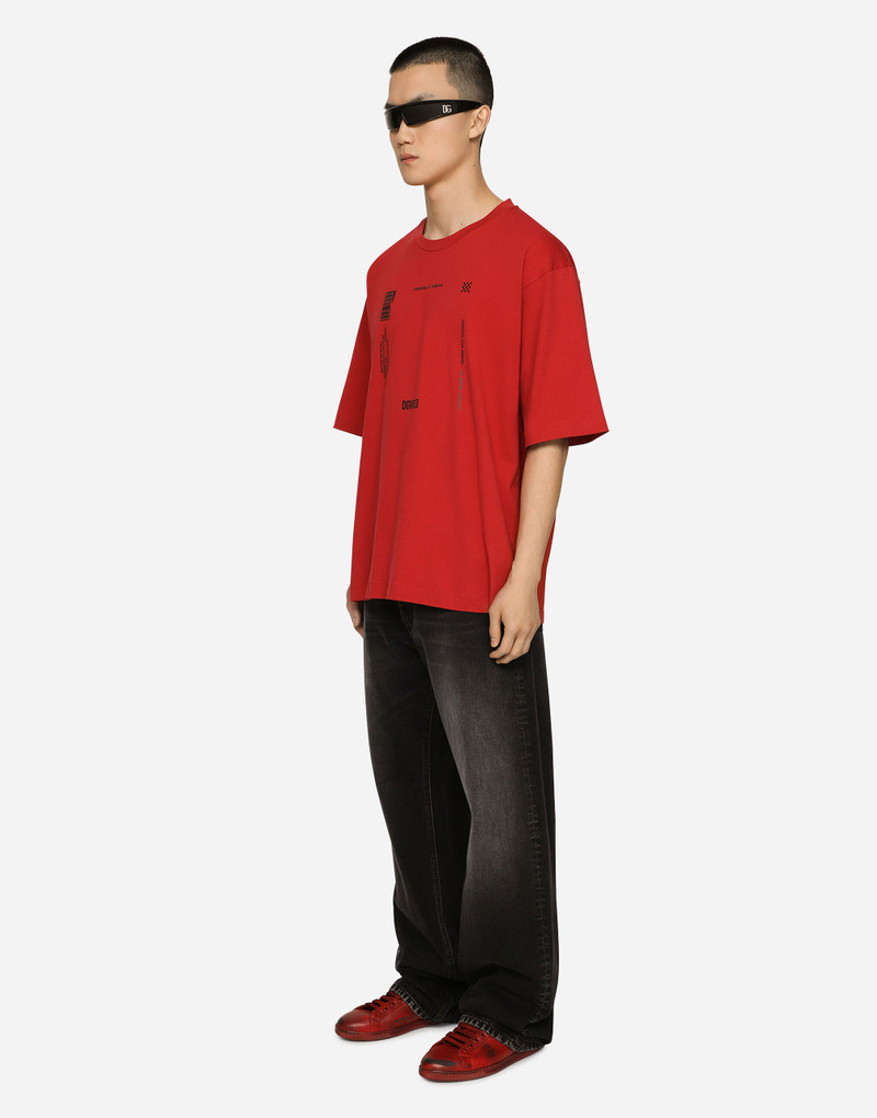 Oversize wide-leg washed jeans with DGVIB3 print 2