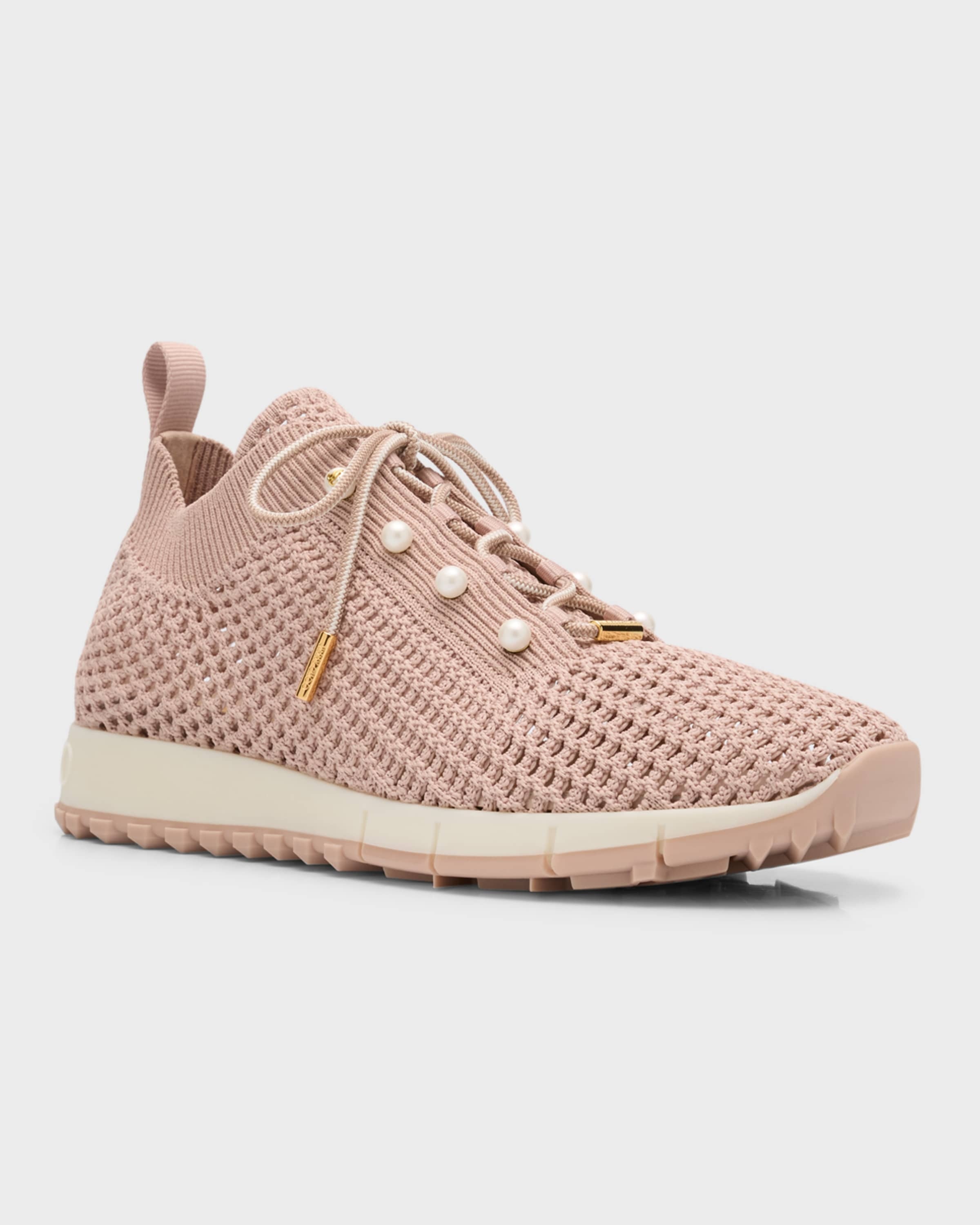 Veles Knit Pearly Lace-Up Sneakers - 5