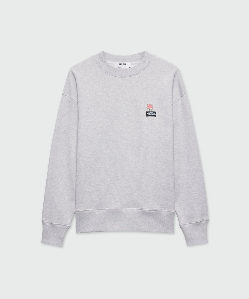Grey melange jersey sweatshirt with MSGM patch 1