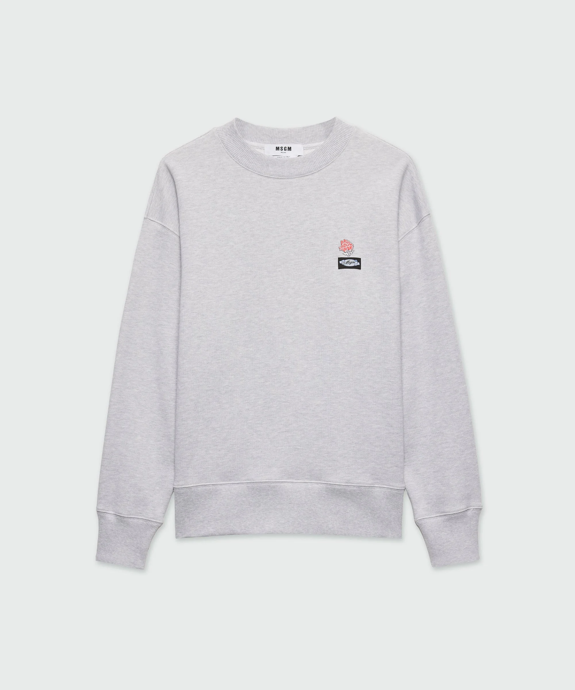 Grey melange jersey sweatshirt with MSGM patch - 1