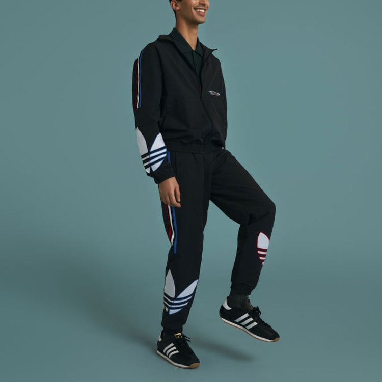 adidas originals Tricol Swtpant Contrasting Colors Stripe Logo Bundle Feet Sports Pants Black GN3577 - 2