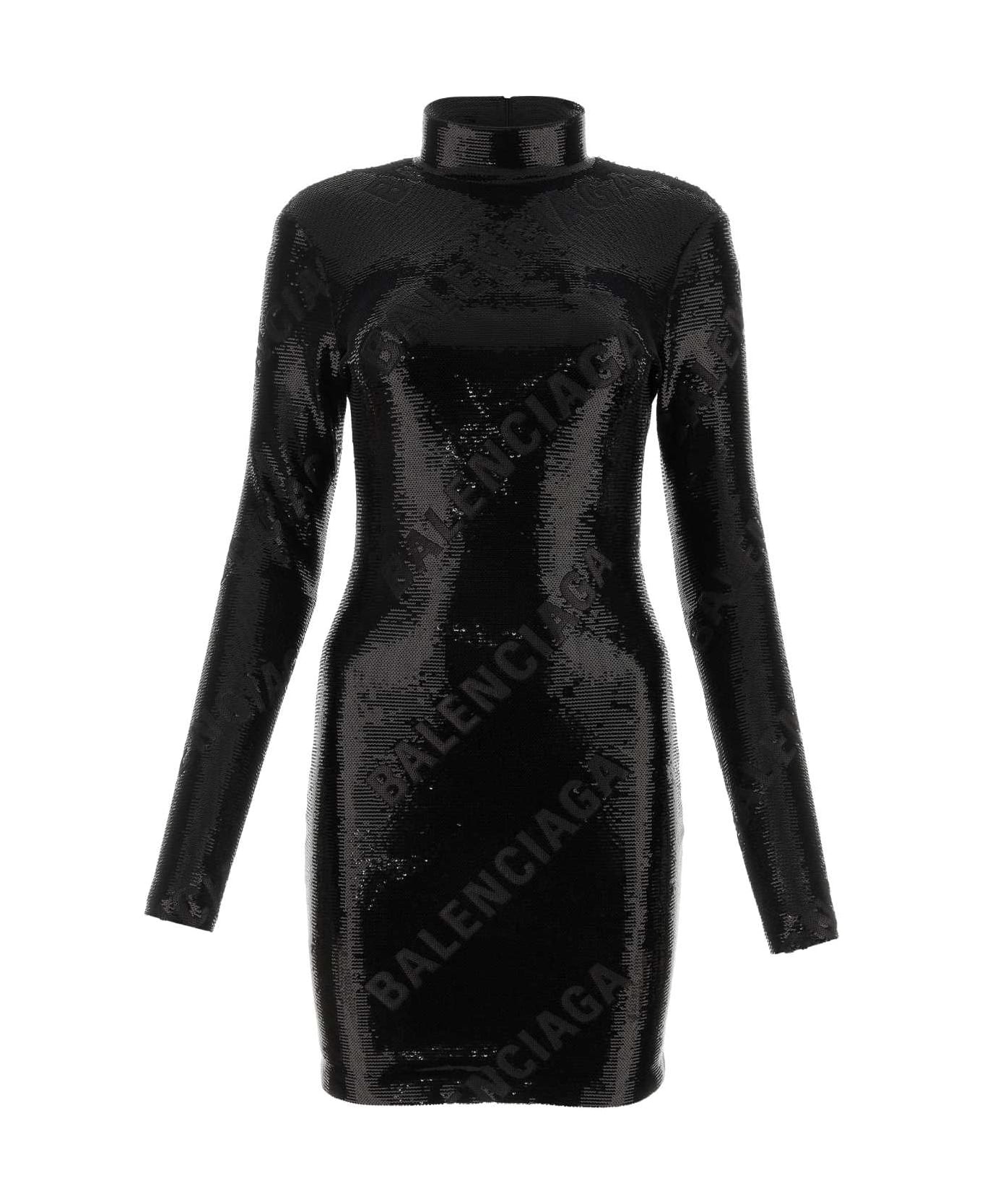 Black Sequins Mini Dress - 1
