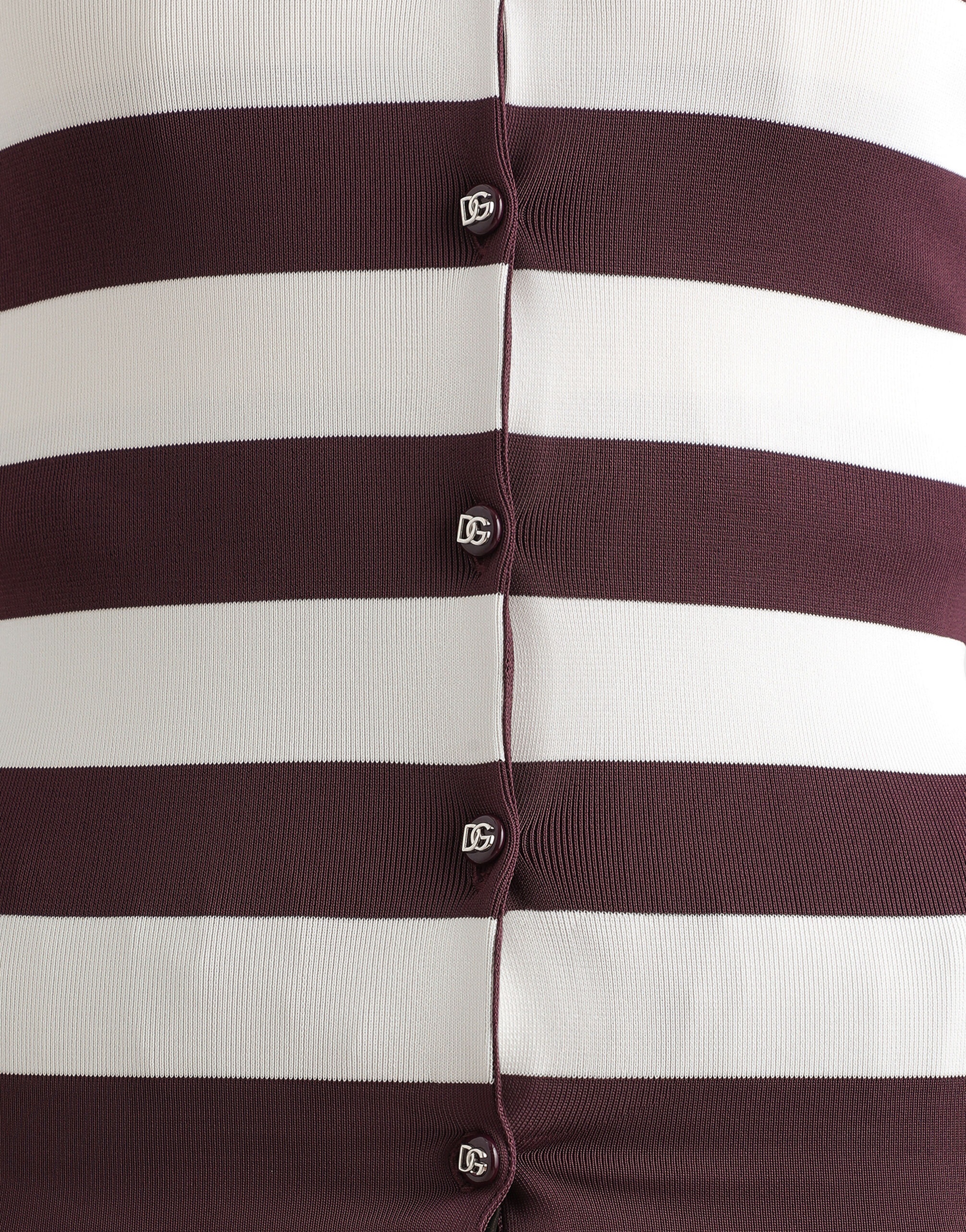 Striped crew-neck viscose cardigan - 5