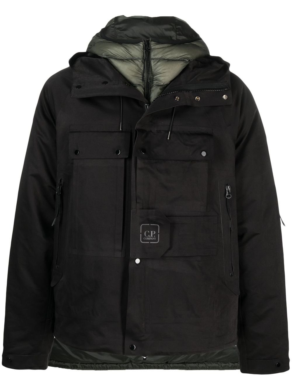 layered zip-up hooded jacket - 1