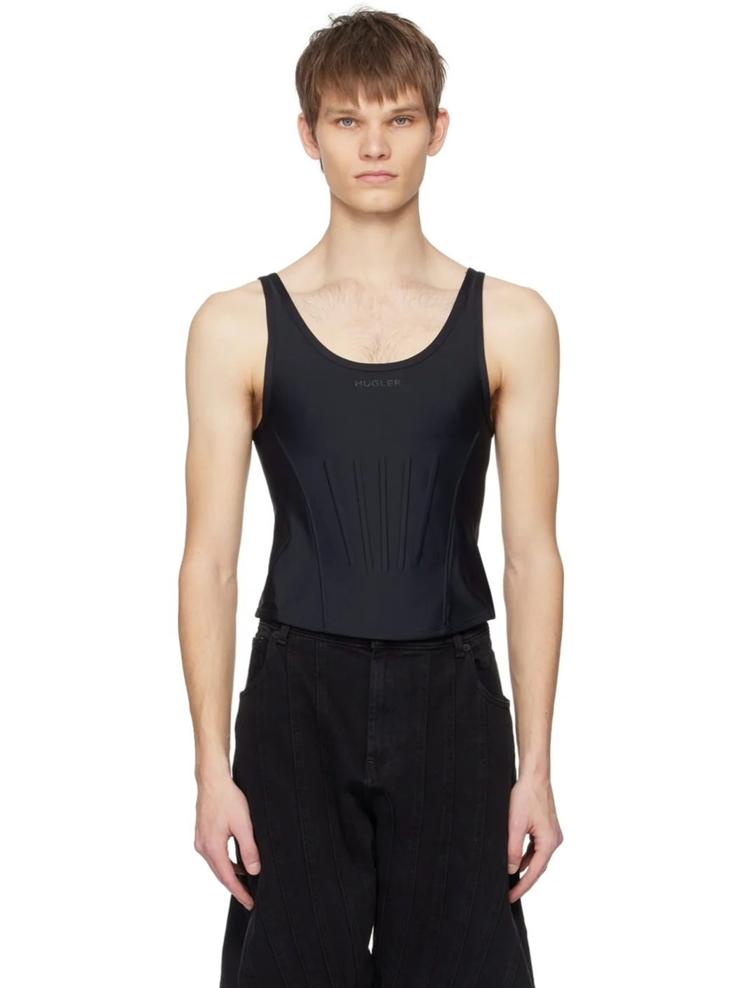 Black Corseted Tank Top - 1