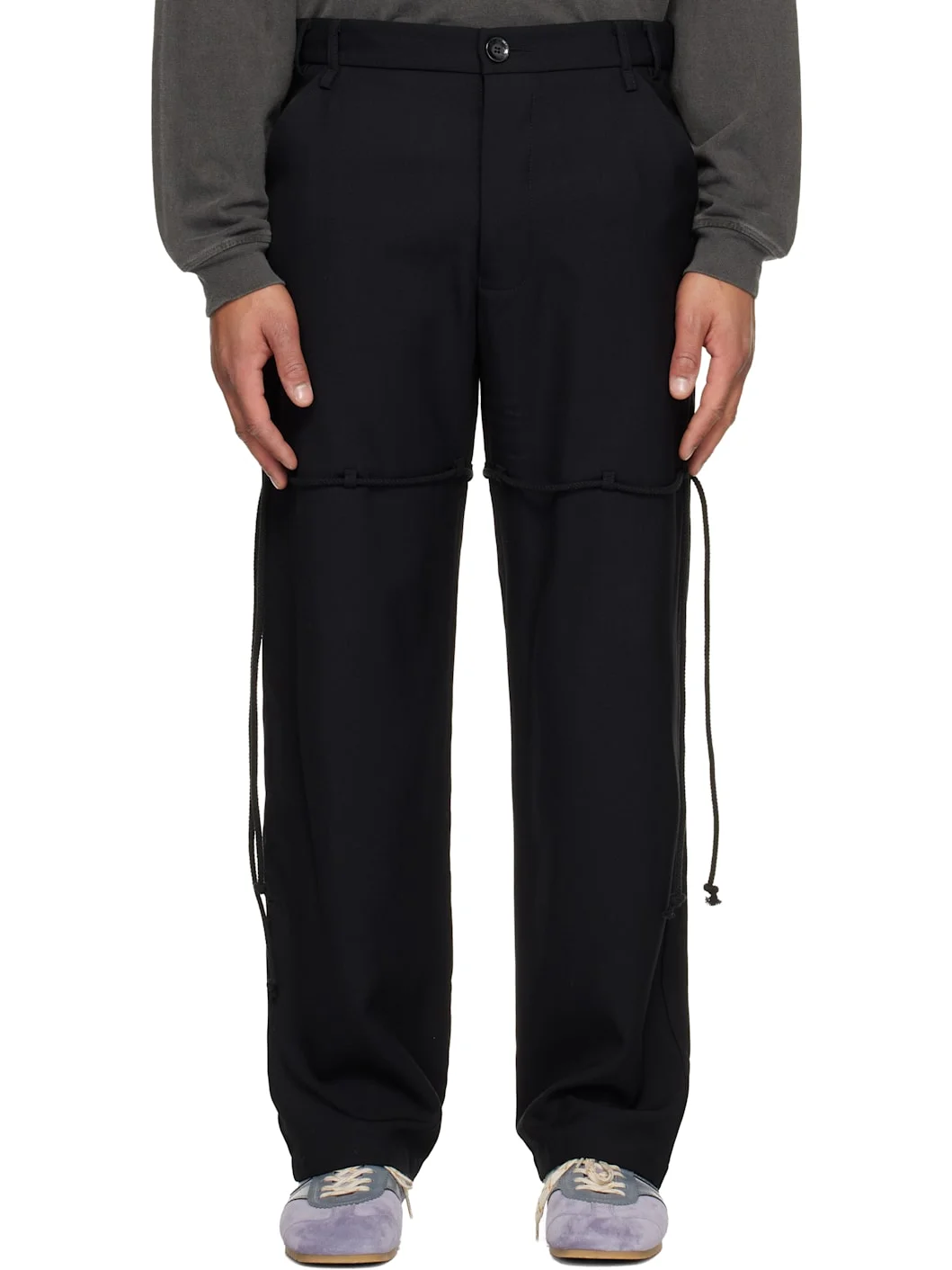 Black Gabardine Dress Trousers - 1