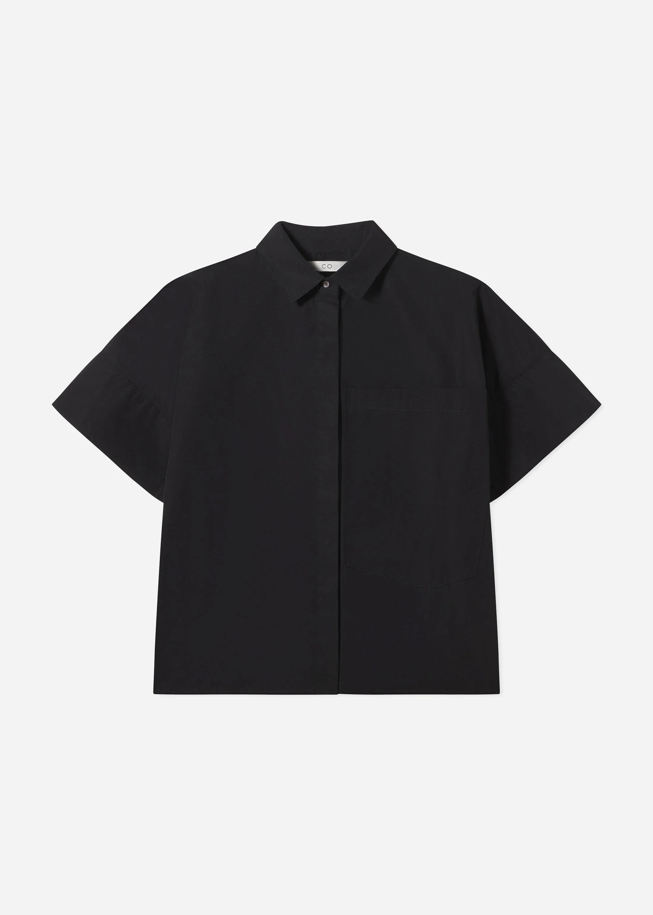 Boxy Short Sleeve Shirt in Cotton Poplin - 1