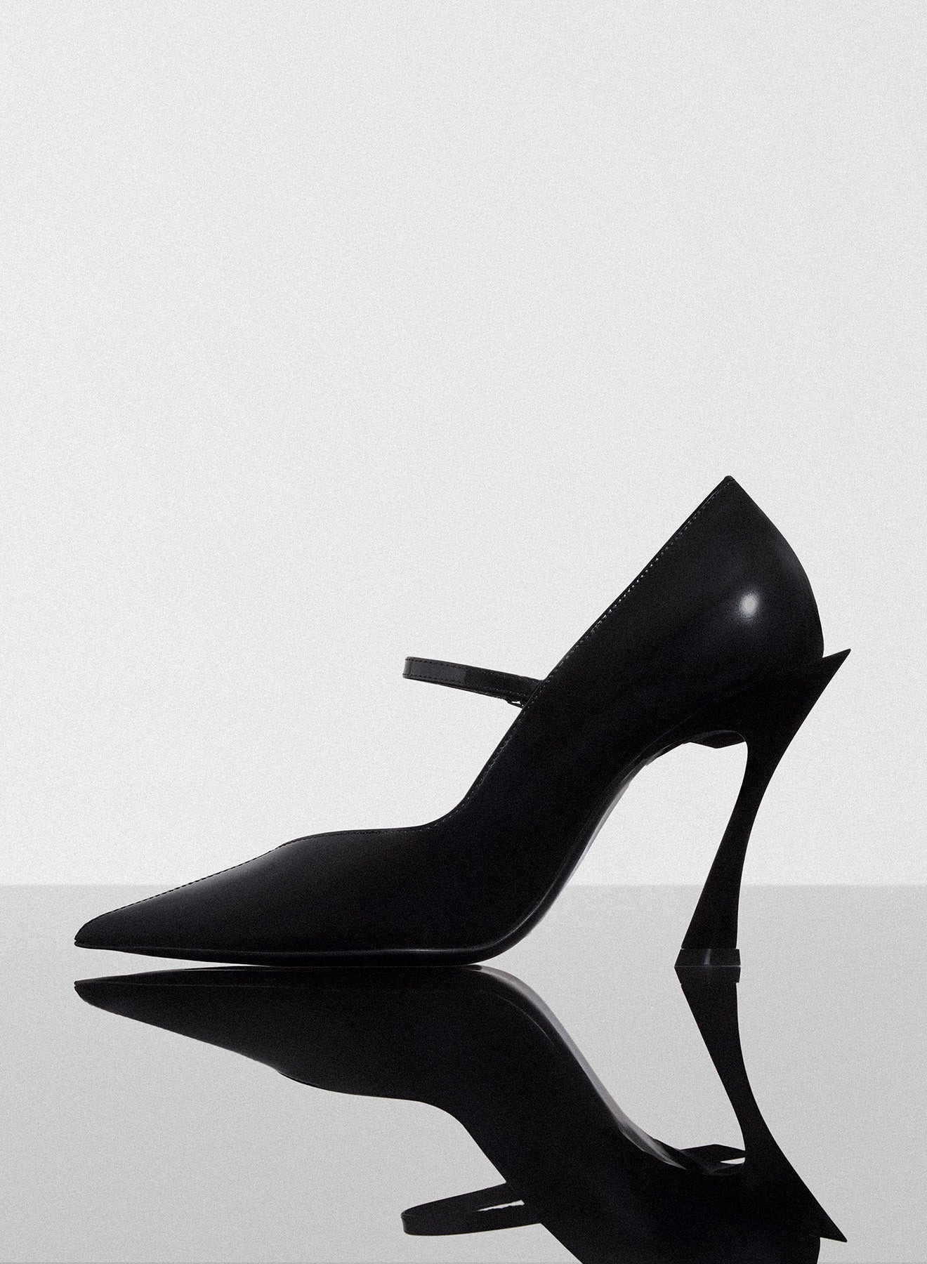 black satin fang 95 pump with strap - 2