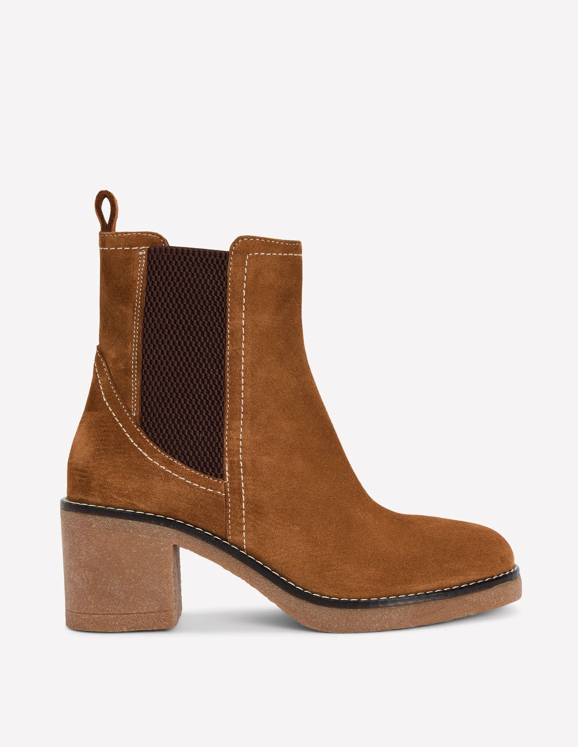 Heeled Crepe Chelsea Boots-Golden Brown - 1