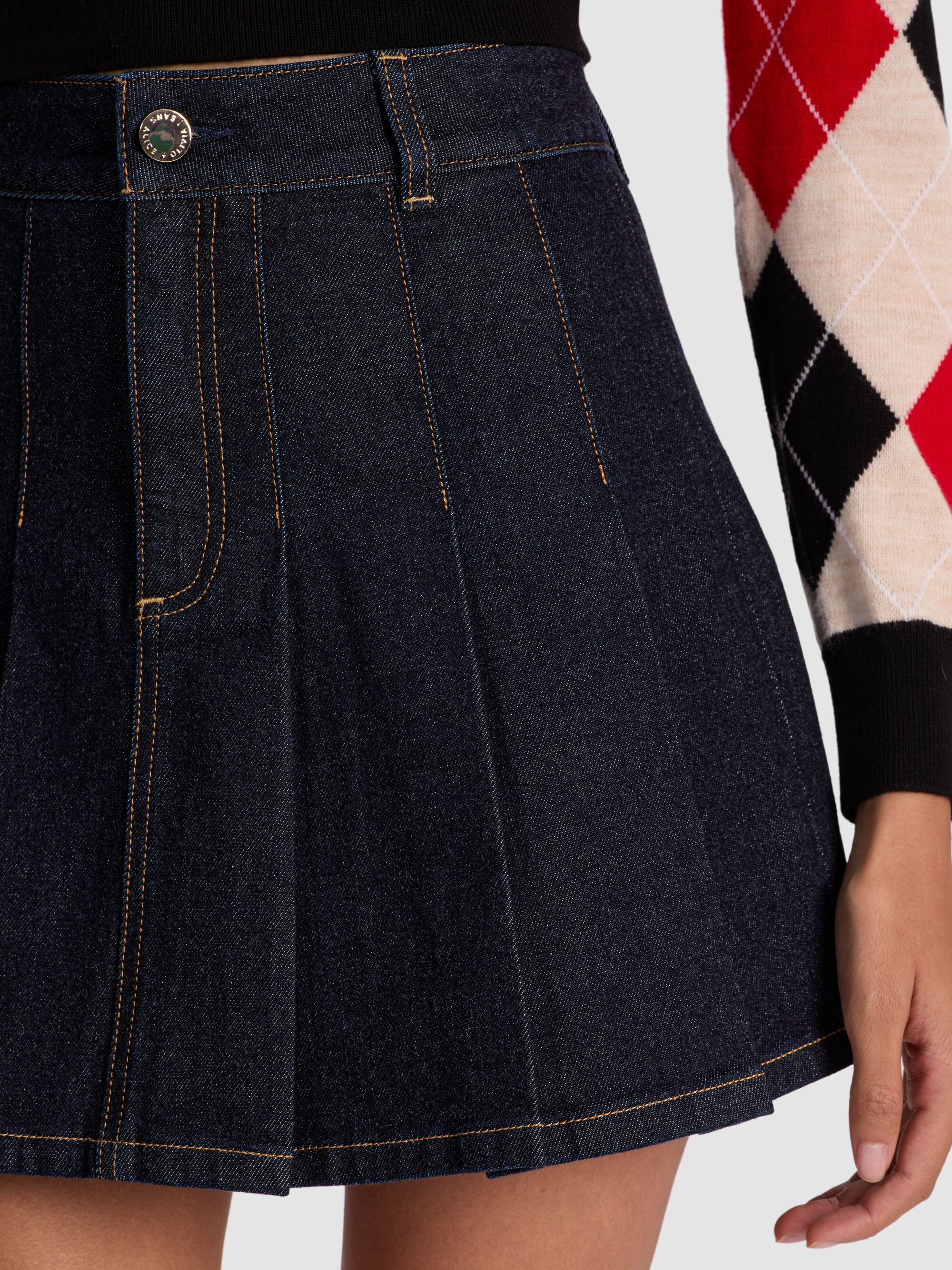 SUZIE DENIM PLEATED MINI SKIRT - 5