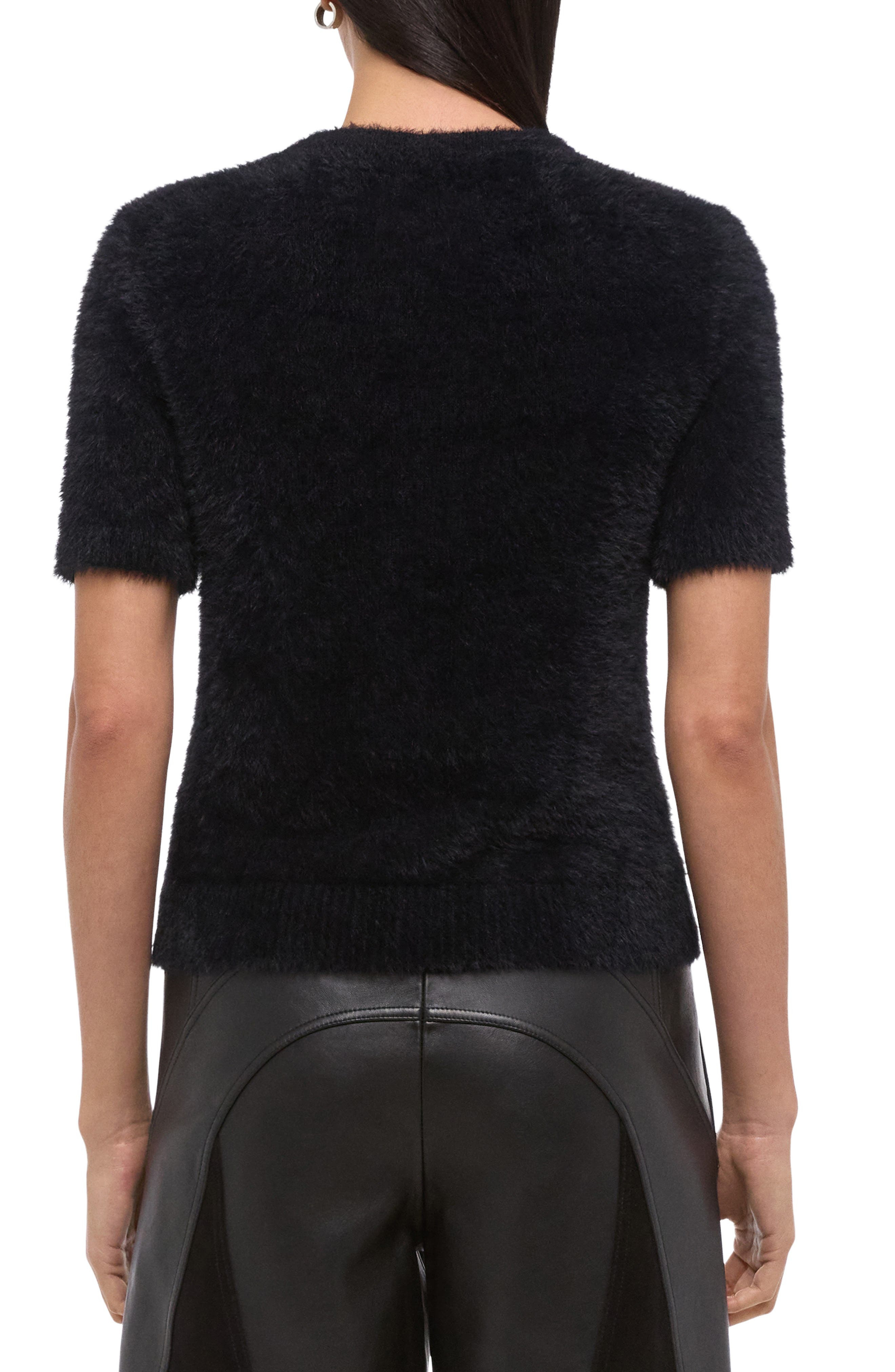 Helmut Lang Eyelash Faux Fur Crop Top in Black at Nordstrom - 2