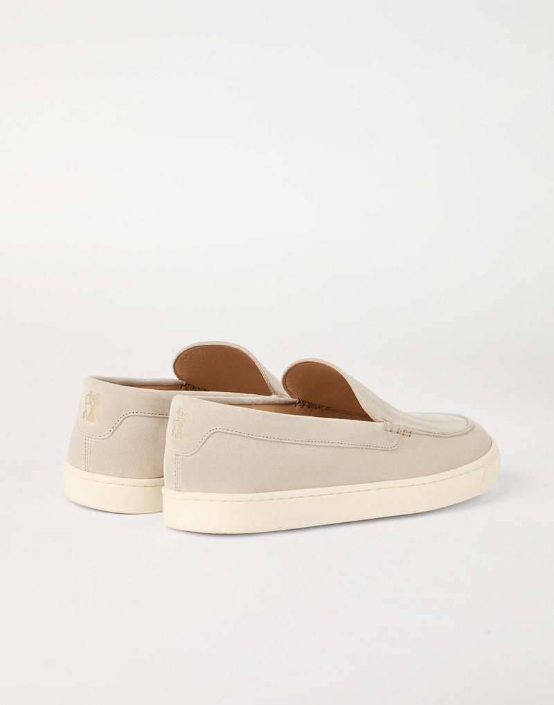 Brunello Cucinelli Chevron-effect suede loafers outlook