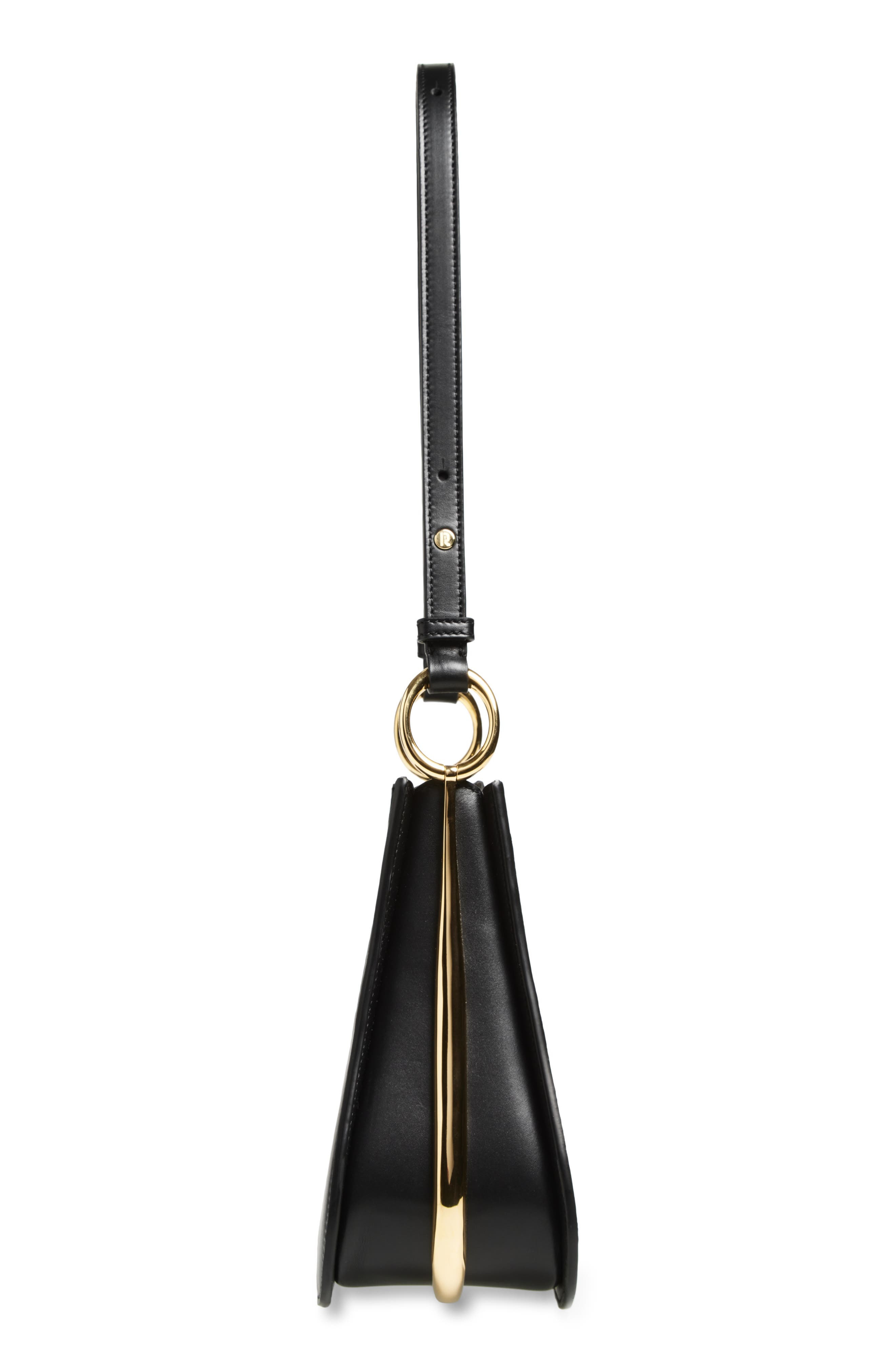 Rabanne The Medium Ring Leather Shoulder Bag in Black /Gold at Nordstrom - 4