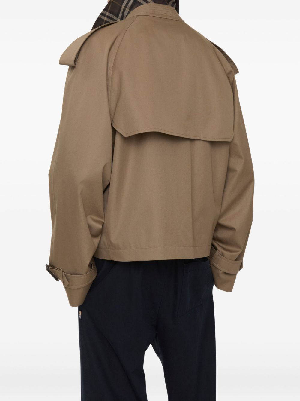 cropped gabardine trench-coat - 3