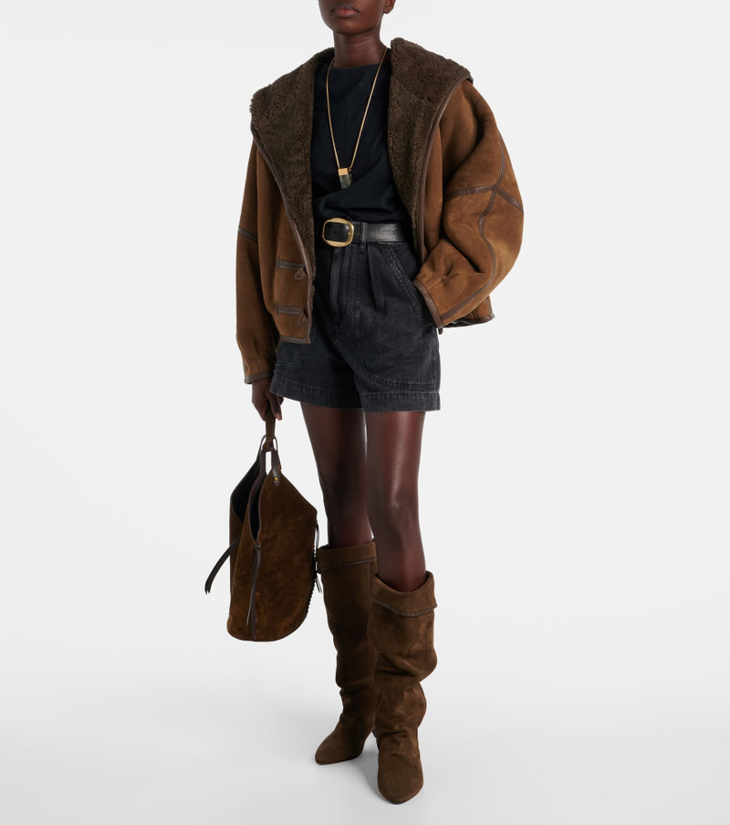 Isabel Marant Amiel leather-trimmed suede jacket outlook
